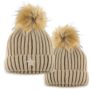 Dallas Cowboys Womens WEAR by Erin Andrews Neutral Pom Pom Hat - AtlanticCoastSports