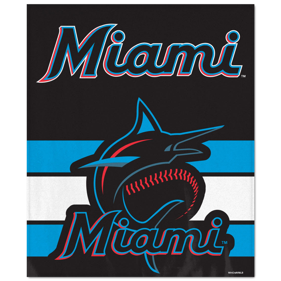 WinCraft Miami Marlins Ultra Soft Fleece Blanket - AtlanticCoastSports