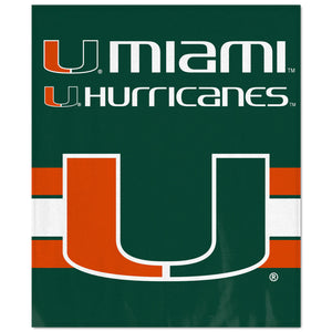 WinCraft Miami Hurricanes Ultra Soft Fleece Blanket - AtlanticCoastSports