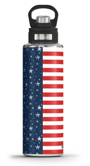 Americana Stars Stripes Stainless Steel Wide Mouth Bottle with Deluxe Spout Lid - AtlanticCoastSports